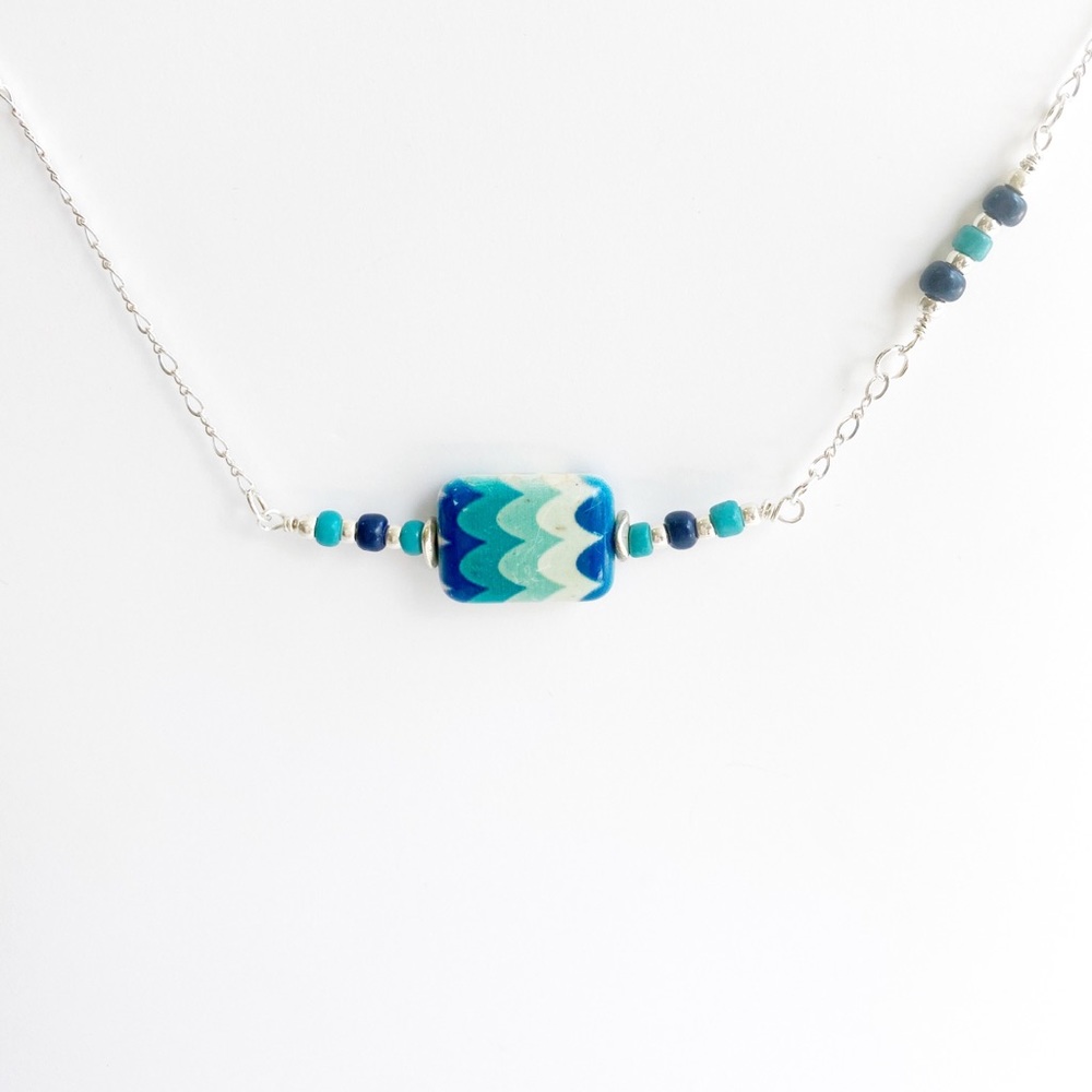 Ocean Waves Natural Stone Pendant - Picture 2 of 7